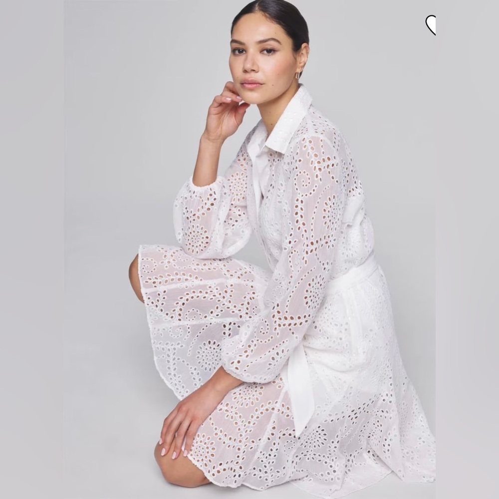 White House Black Market White Eyelet Midi Dress